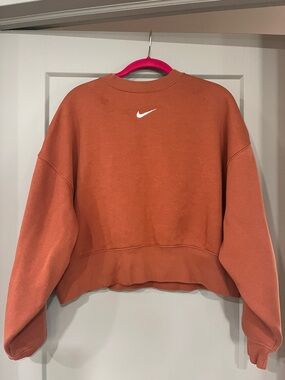 Nike Burnt Orange Cropped Crew with White Swoosh